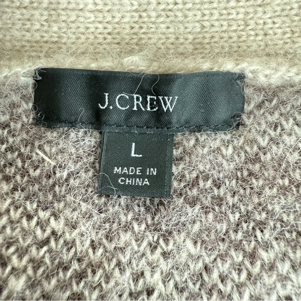 J CREW Ribbed V-neck Alpaca Wool blend cardigan sweater in zebra stripe Size L